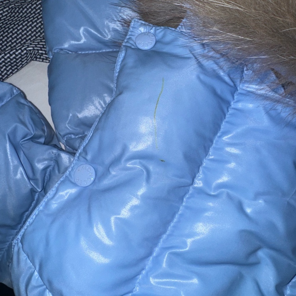 Moncler baby blue coat with fur